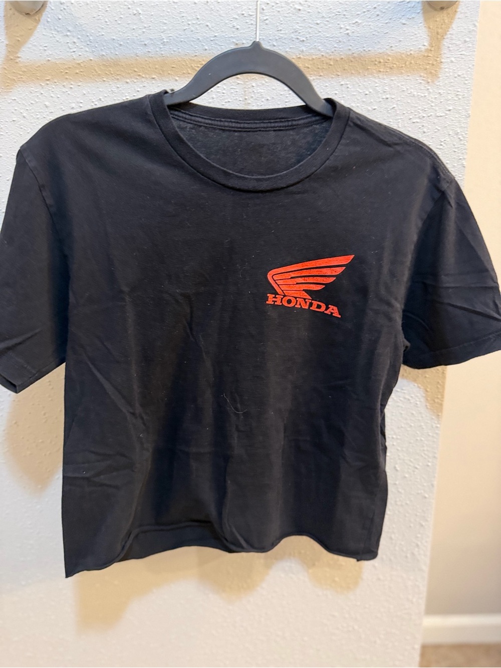 Honda Men's Black T-Shirt with Red Logo DIY Crop